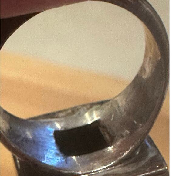 Vintage Navajo Sterling Silver w/ Square Green Stone - Picture 5 of 6